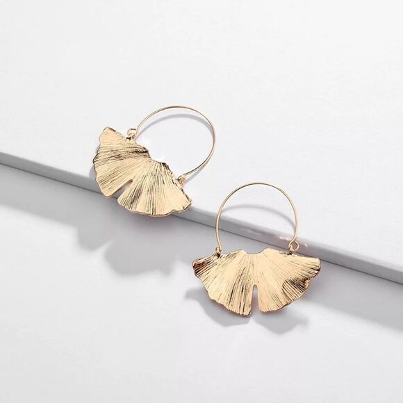 Anthropologie Golden Ginko Leaf Earrings - Picture 8 of 12